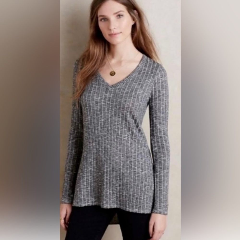 ANTHROPOLOGIE DELETTA GRAY TUNIC SWEATER